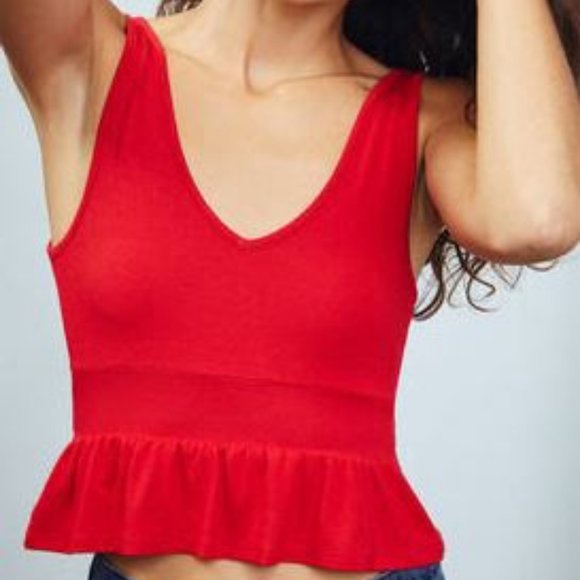 PacSun Me to We Red Peplum Summer Tank Top Size Small EUC - Picture 1 of 7
